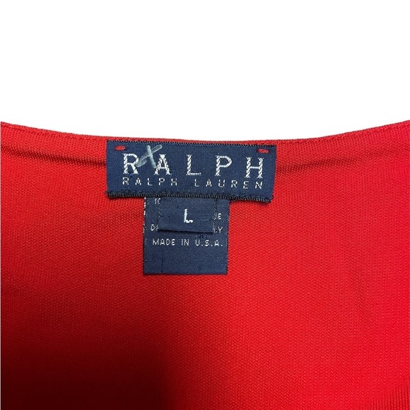 Ralph Lauren Blue Label Red Scoop Neck Cocktail Christmas Dress Size Large - Picture 3 of 7